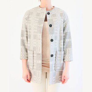 Isabel Marant Etoile Aude Grey Geometric-Jacquard Blanket Coat